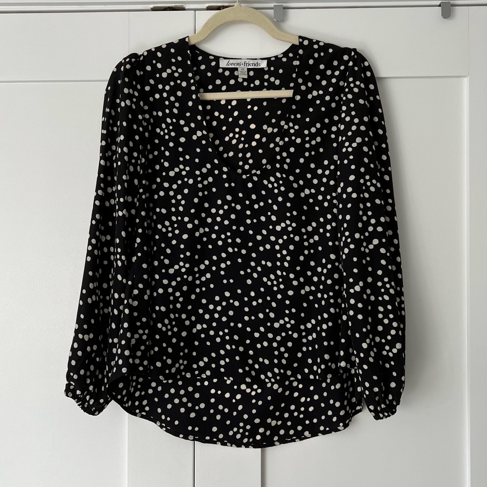Lovers + Friends Black/White Polka Dot Top size: XS